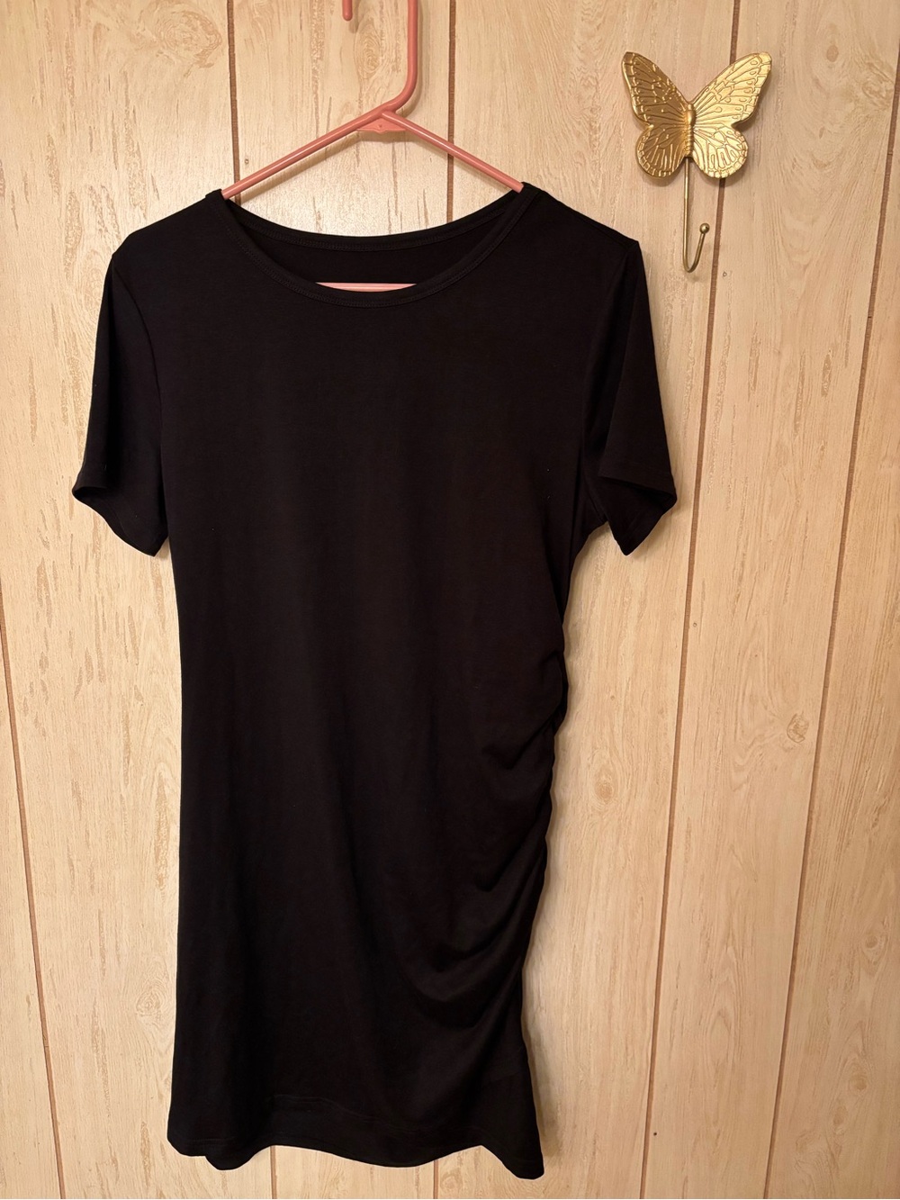 black ruched short-sleeve dress from SHEIN